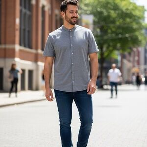 Zara Gray Casual Button Down Shirt